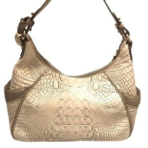Brahmin embossed white Melbourne satchel bag purse
